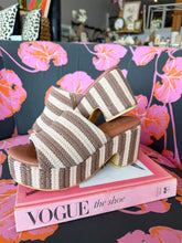 Load image into Gallery viewer, Terry Brown Stripe Platform Sandals
