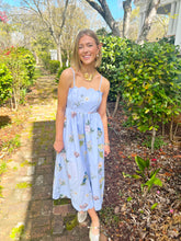 Load image into Gallery viewer, Farrah Floral Scallop Midi Dress- Blue

