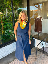Load image into Gallery viewer, Fawn Horsebit Sleeveless Midi Denim Dress

