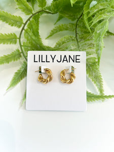 Dainty Gold Twisted Hoops