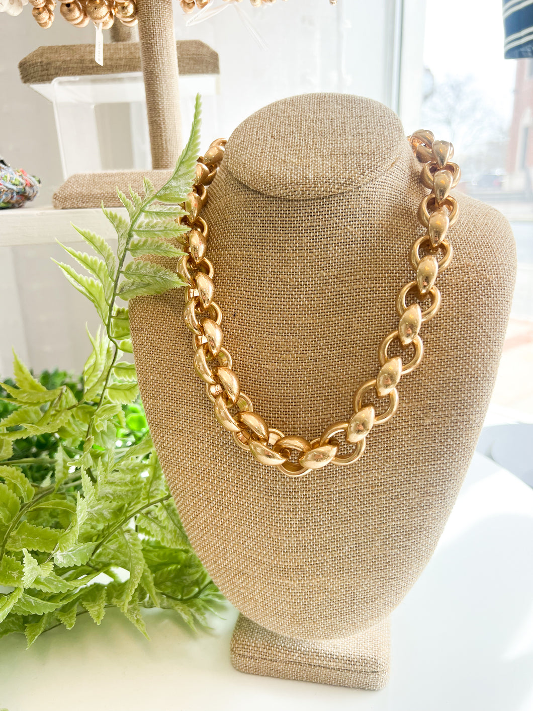 Gold Chunky Oval Link Necklace