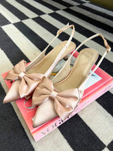 Load image into Gallery viewer, Nora Slingback Bow Kitten Heels- Champagne
