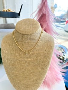 Gold CZ Pendant Rope Chain Necklace