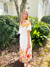 Load image into Gallery viewer, Annie Floral Crop Midi Skirt Set- White Multi
