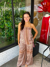 Load image into Gallery viewer, Richie Zebra Satin Wide Leg Pant Set-Brown
