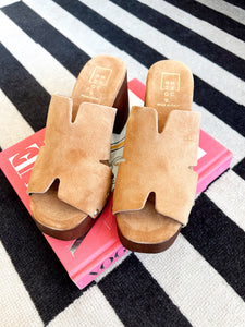 Florence Suede Chunky Block Heels- Brown