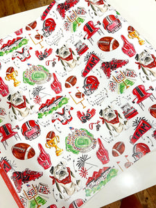 Handpainted Bulldog Icon Table Runner