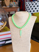 Load image into Gallery viewer, Stripe Beaded Ball Fish Necklace- Lime Green Multi
