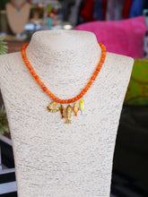 Load image into Gallery viewer, Dainty Gold Beaded Fish Charm Necklace -Peach
