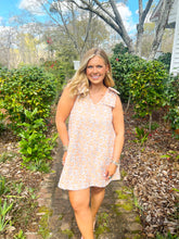 Load image into Gallery viewer, Ashby Floral Jacquard Sleeveless Mini Dress- Peach
