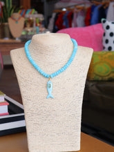 Load image into Gallery viewer, Rondelle Beaded Fish Pendant Necklace -Blue Multi
