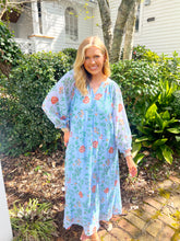 Load image into Gallery viewer, Leslie Floral Chiffon Flowy Midi Dress- Blue
