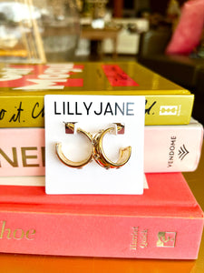 Gold Jewel Studded Hoops
