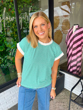 Load image into Gallery viewer, Stripe Short Sleeve Banded Top
