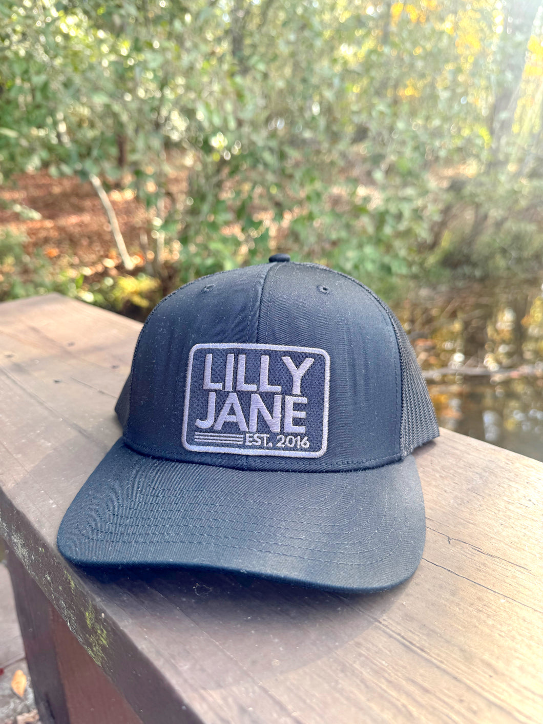 Lilly Jane Black Hat- Black/Grey Patch