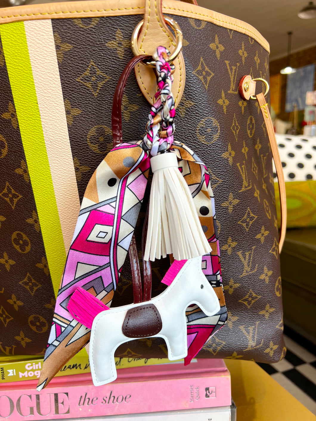 Horse Scarf Bag Charm - White