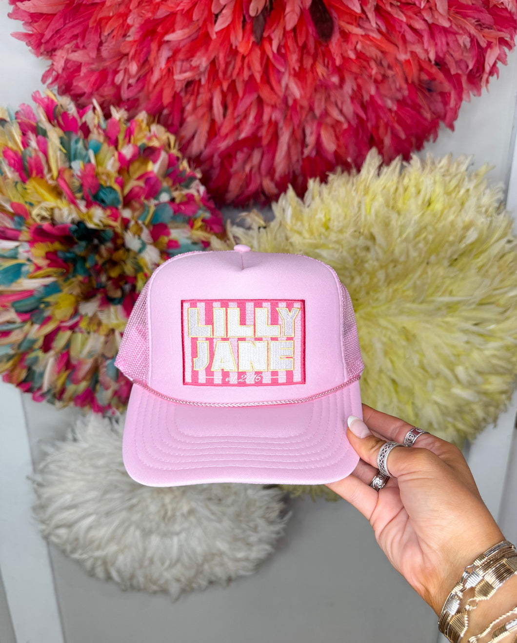 Lilly Jane Summer Spritz Trucker Hat - Light Pink