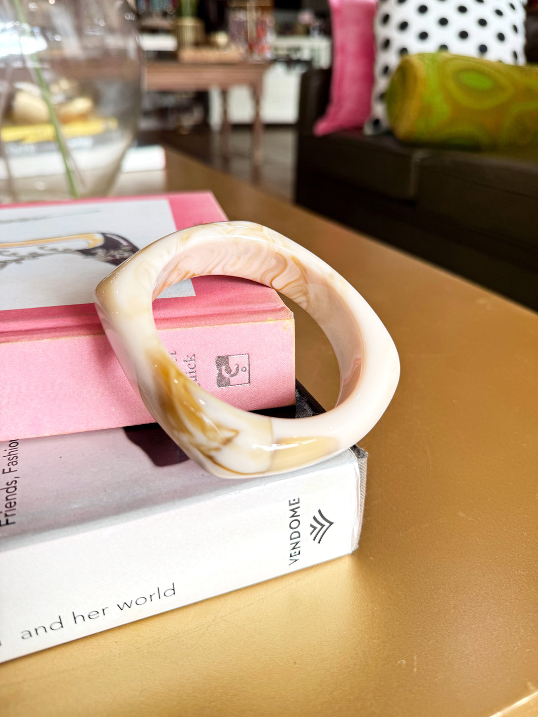 Acrylic Chunky Bracelet Bangle - Ivory