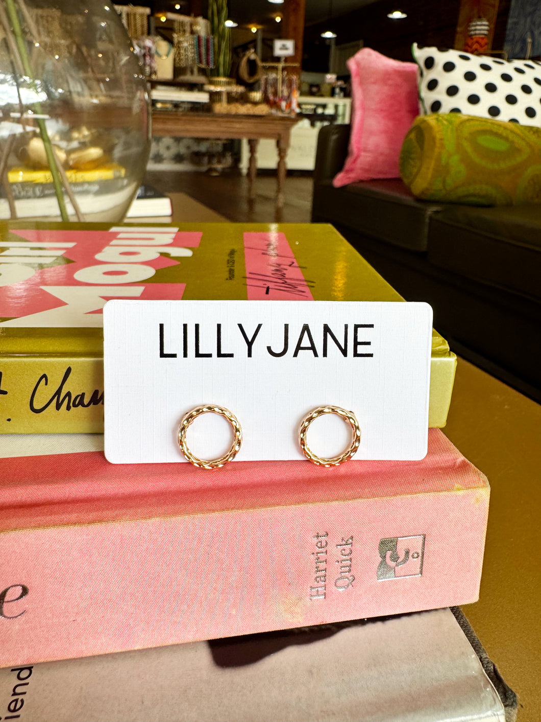 Gold Textured Circle Studs