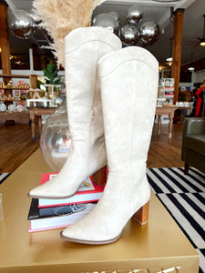 Bonnye Tall Heel Boots- Ivory