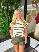 Load image into Gallery viewer, Carlin Stripe Mock Neck Top- Cream/Black
