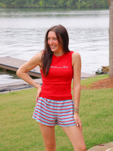 Load image into Gallery viewer, All American Babe Embroidered Tank Top- Red
