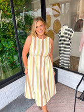 Load image into Gallery viewer, Alex Stripe Sleeveless Midi Dress- Yellow Multi
