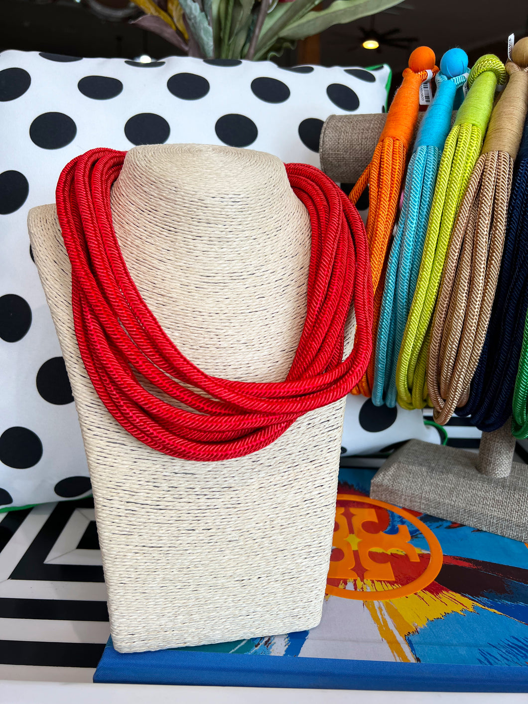 Chunky 8 Strand Rope Necklace- Red