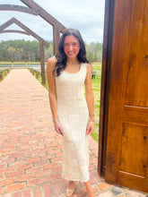 Load image into Gallery viewer, Averie Knit Crotchet Maxi Dress-Cream
