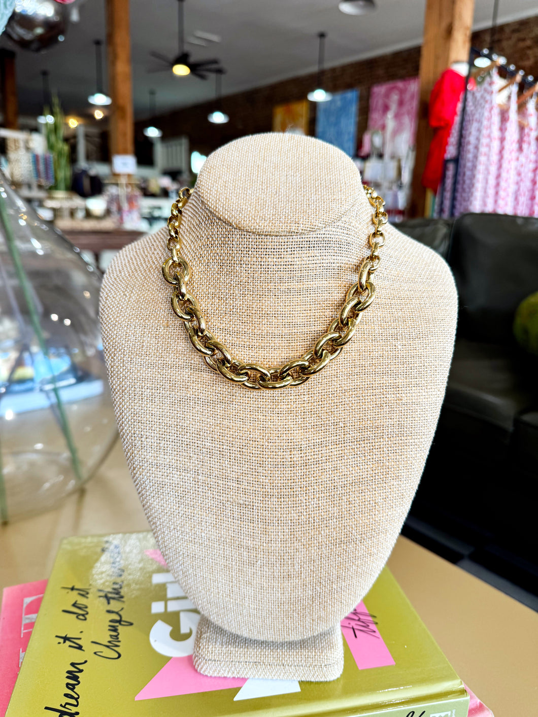 Gold Chunky Chain Accent Necklace