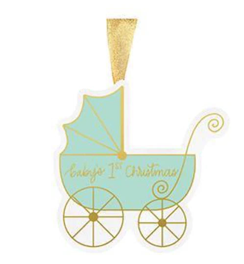 Blue Baby's First Christmas Ceramic Ornament