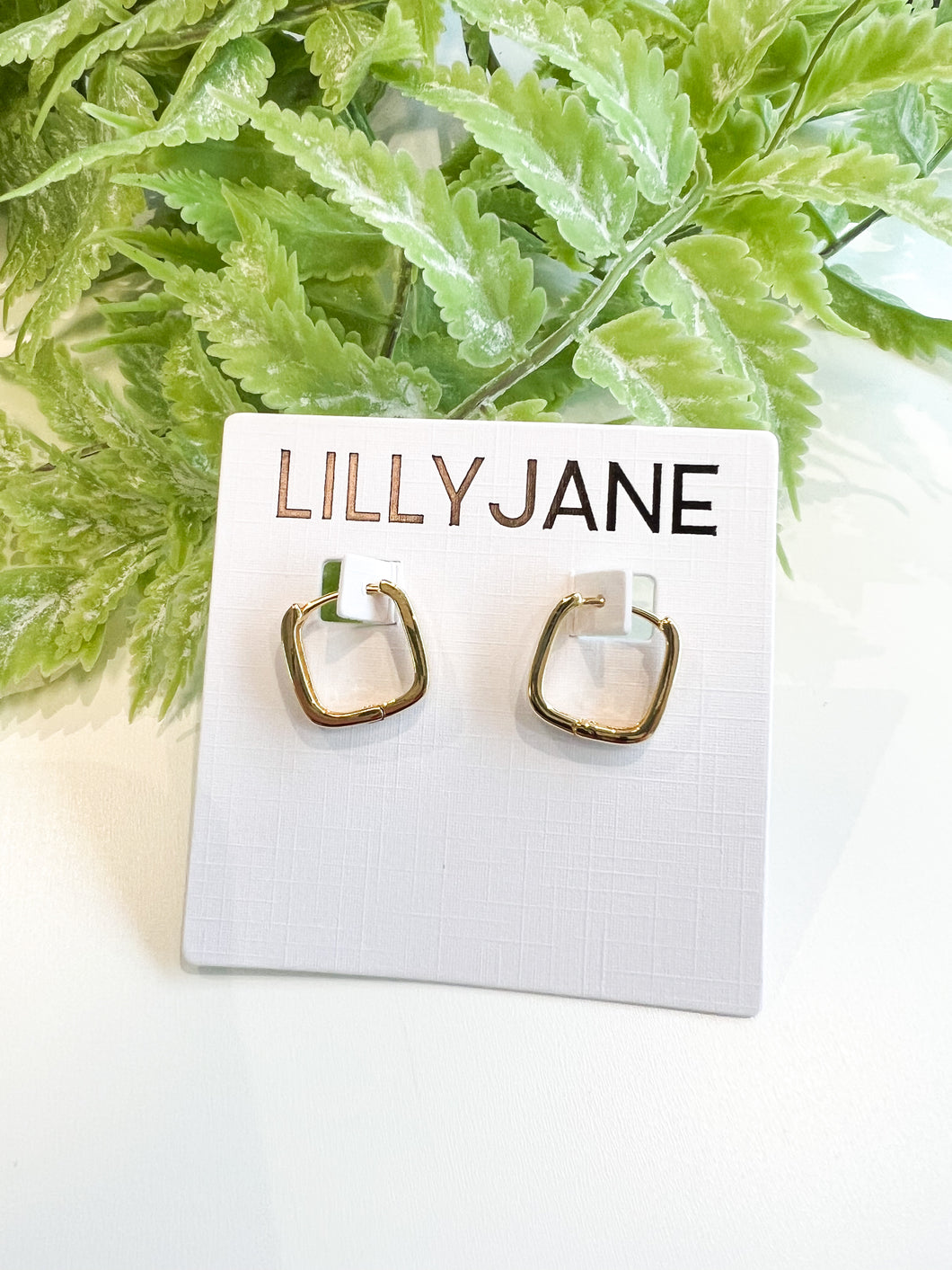Dainty Gold Square Hoops