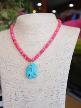 Load image into Gallery viewer, Rondelle Beaded Fish Pendant Necklace -Pink/Turquoise
