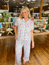 Load image into Gallery viewer, Mahjong Dreams Short Sleeve Button Up Pajama Set- Blue Multi
