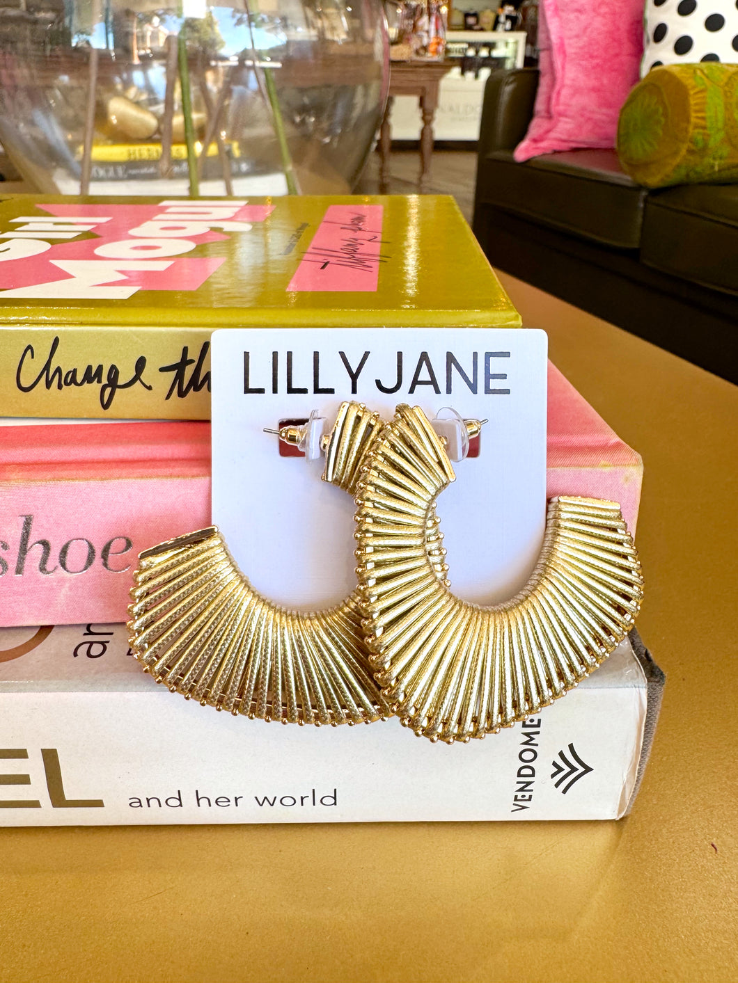 Gold Geometric Wrapped Hoops