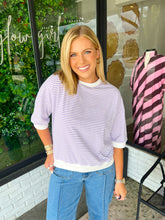 Load image into Gallery viewer, Stripe Quarter Sleeve Banded Top

