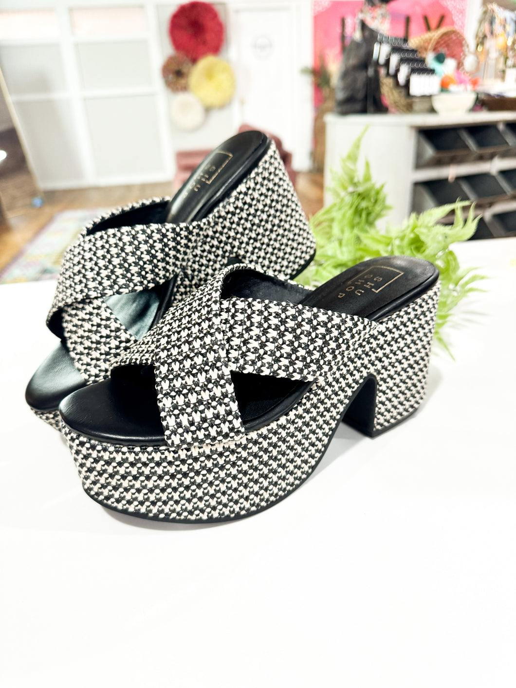 Imelda Chunky Wedge - Black/White