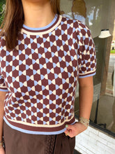 Load image into Gallery viewer, Baylor Abstract Printed Knit Sweater Top- Brown/Blue
