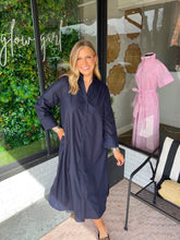 Load image into Gallery viewer, Jodie Button Up Collared Midi Dress- Navy
