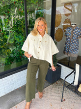 Load image into Gallery viewer, Kameron Pleated Wide Leg Denim Pants - Olive
