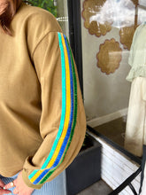 Load image into Gallery viewer, Everett Rainbow Stripe Sleeve Sweatshirt - Olive

