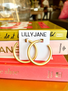 Thin Tube Hoops- Matte Gold