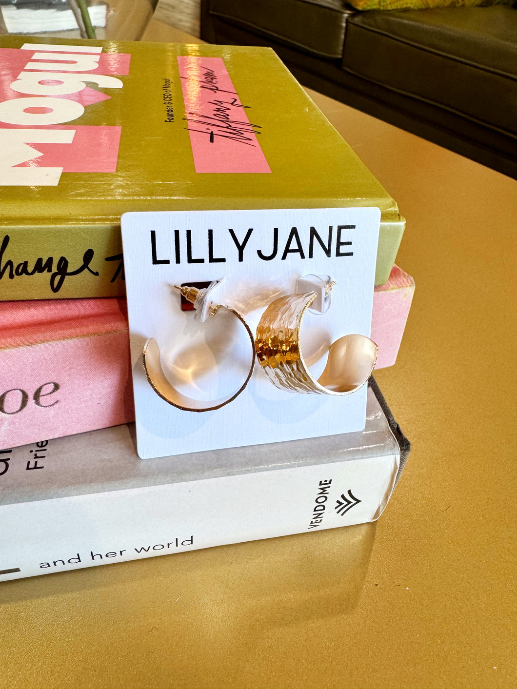 Gold Textured Wide Hoops