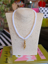 Load image into Gallery viewer, Rondelle Beaded Fish Charm Pendant Necklace - White
