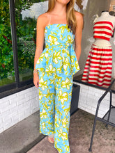 Load image into Gallery viewer, Melanie Floral Strapless Pant Set - Blue/Green Multi
