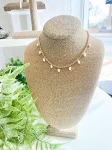 Gold Baroque Pearl Dangle Necklace