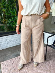 Ziggy High Waist Wide Leg Pants- Taupe
