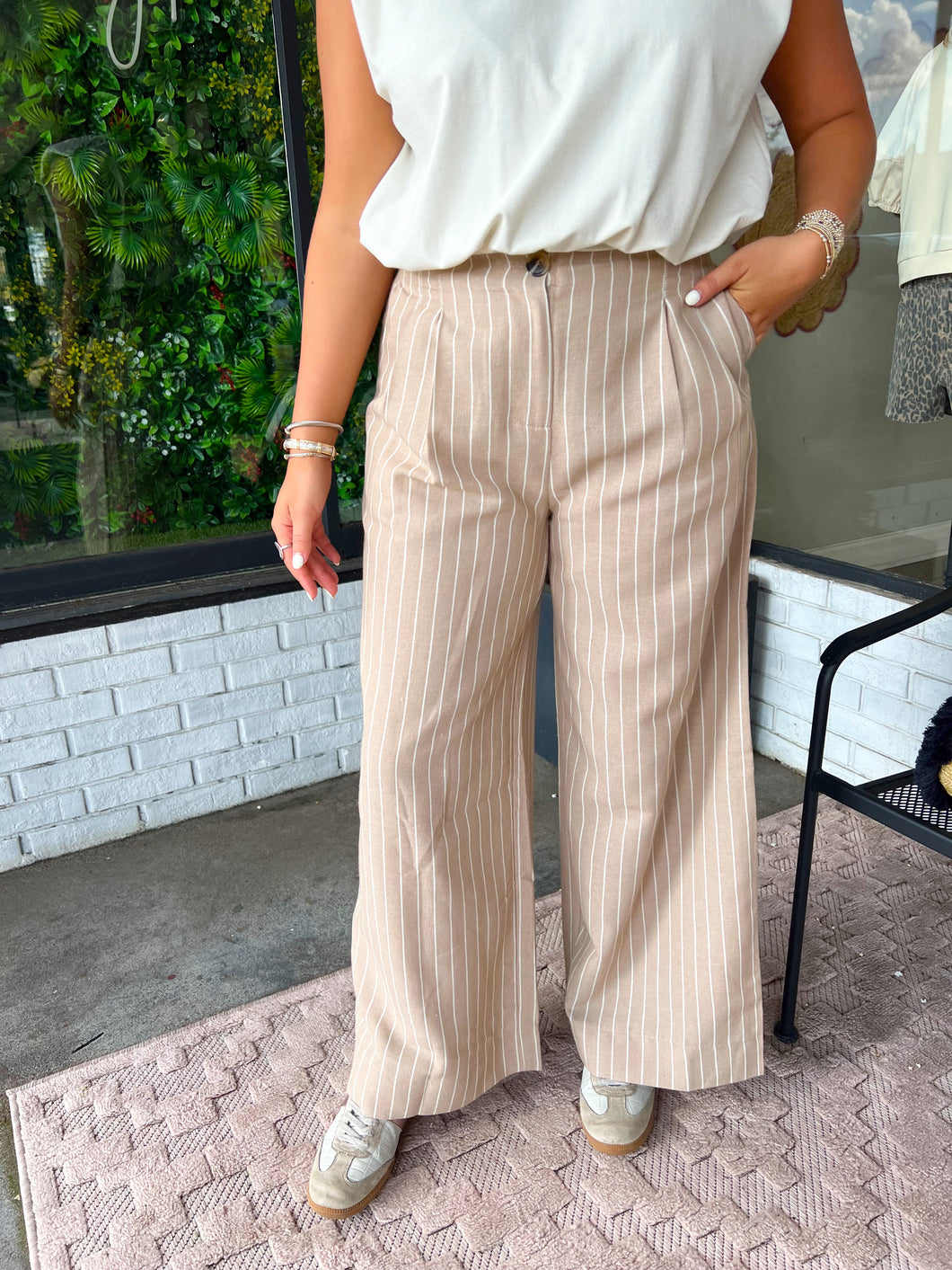 Ziggy High Waist Wide Leg Pants- Taupe