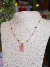 Load image into Gallery viewer, Dainty Gold Glass Beaded Fish Necklace-White/Pink
