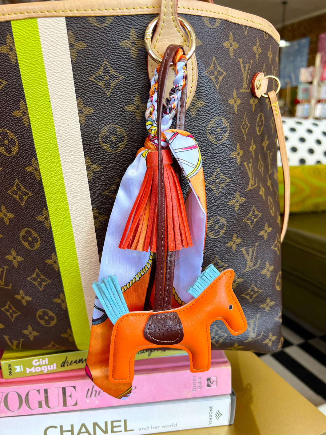 Horse Scarf Bag Charm - Orange